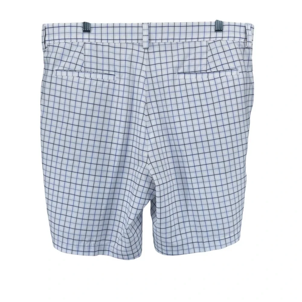 PGA Tour‎ Mens White Blue Plaid Golf Shorts Size 38 x 8.5 Performance Stretch